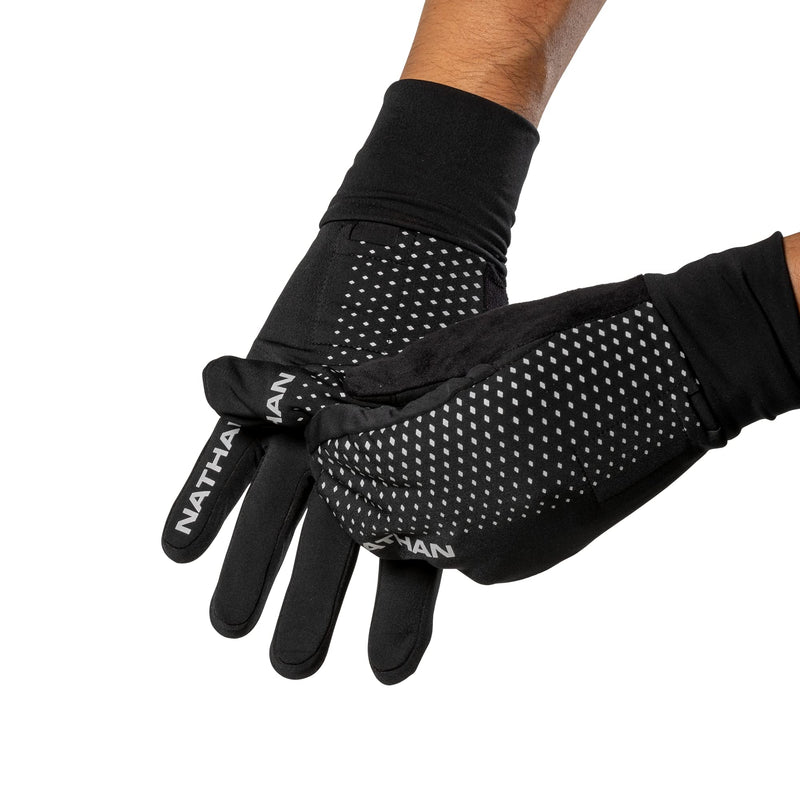 Nathan Convertible Glove to Mitt with Reflective Print. Touch Screen Finger for Smartphone Use. for Running and Outdoor Sports. Glove to Mitten. Black/Geo Print X-Large