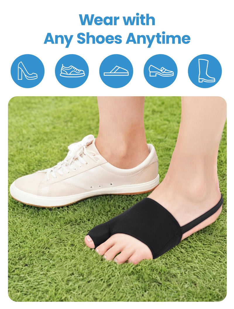 Bunion Corrector for Women and Men, Breathable Big Toe Straightener, Bunion Relief Splint & Pad, Comfortable for Day/Night Use, Fit for R/L, Washable Black-M-2 Pack