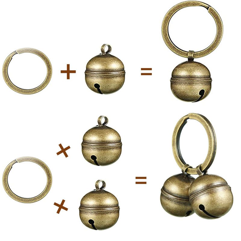 2 Strings in 4 Pieces Cat Dog Kitty Pet Collar Bells Pet Tracker Loud Brass Bell with 2x Anti-Lost ID Tube Tag for Pet Collars Necklace Potty Training, Save Birds and Wildlife Bell Bronze - BeesActive Australia