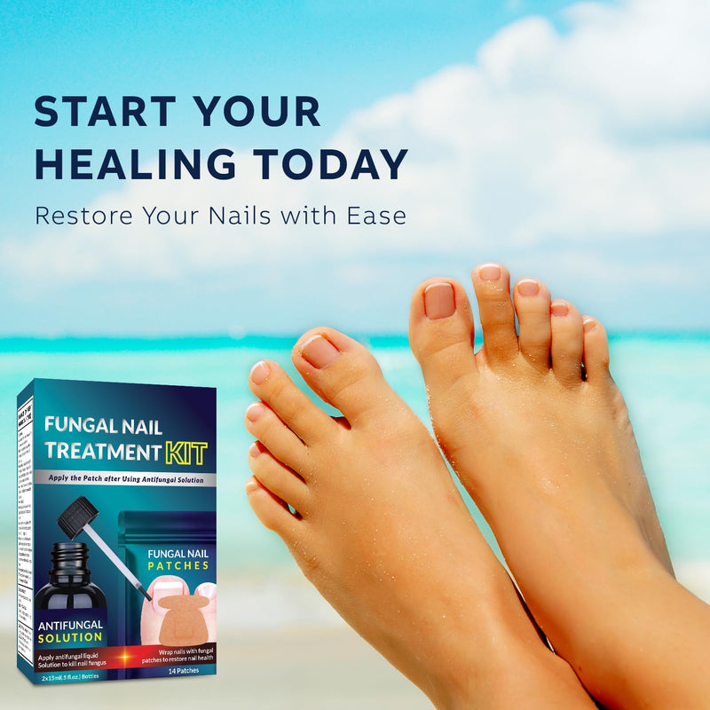 Toenail Fungus Treatment Extra Strength Kit: Nail Repair Liquid Solution and Patches - Nighttime Nail Patches Renewal - Fast Acting Drops with Undecylenic Acid, Natural Oil for Toe Finger Nails mint 1 Fl Oz (Pack of 1) - BeesActive Australia