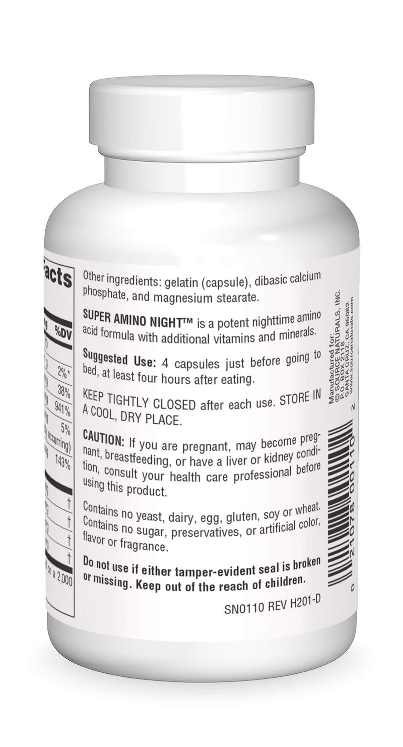Source Naturals Super Amino Night - 60 Capsules | Advanced Amino Acid Formula