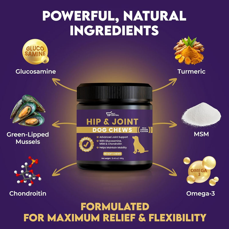 Picky Eater Approved | Mobility & Arthritis Relief for Adult & Senior Dogs | 9-in-1 Joint Supplement Chews | Glucosamine, MSM, Chondroitin, Turmeric, Omega-3 | UK Formulated | 90 Count
