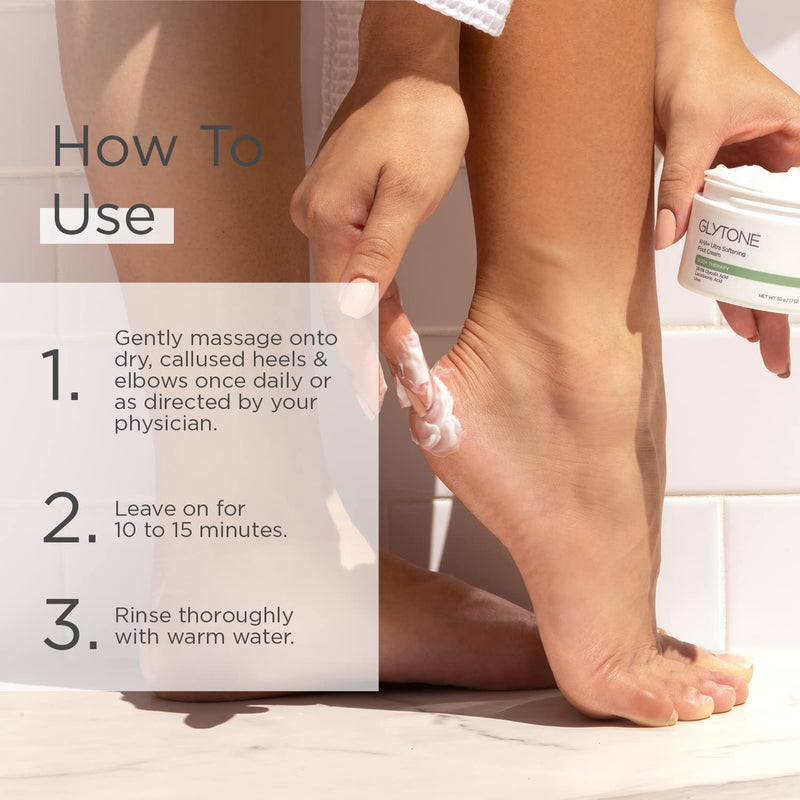 GLYTONE AHA+ Foot Cream for Dry Cracked Heels & Feet | Exfoliate, Hydrate & Retexturize Dry, Rough Foot with Exfoliating 29.5% Glycolic Acid, Moisturizing Lactobionic Acid & Urea - 1.7 Oz 1.7 Fl Oz (Pack of 1) - BeesActive Australia