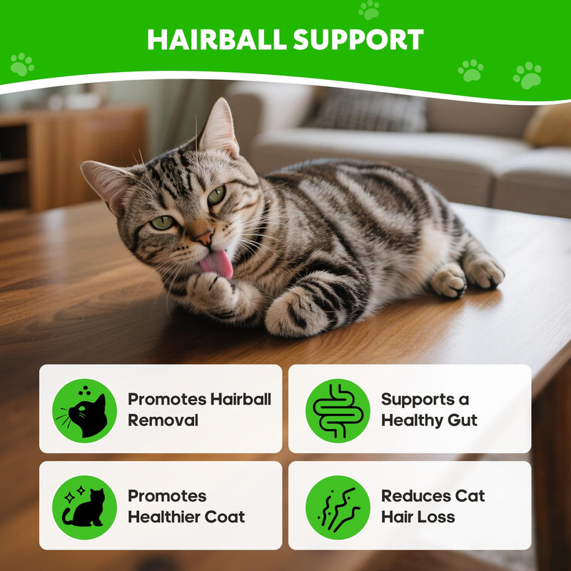 Hairball Relief for Cats, Cat Hairball Remedy, Cat Hairballs Control with Psyllium Seed Husk and Vitamins, Helps Eliminate & Prevent Hairballs, Supports Healthy Digestion & Coat, 100 Capsules
