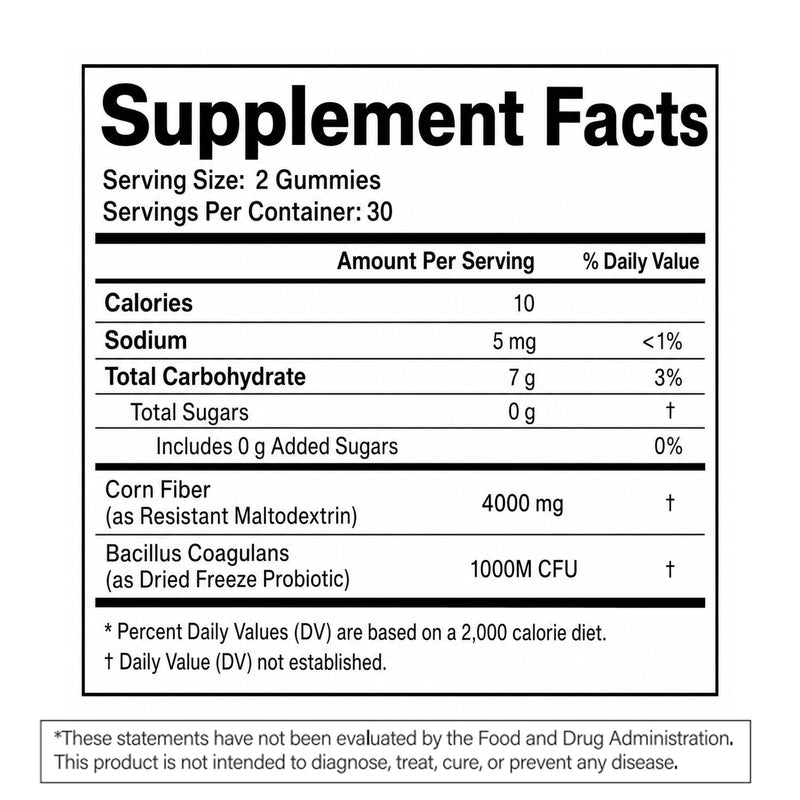 Clean Prebiotic Fiber Gummies for Men | Peach Flavored , Digestive Wellness , 60 Count