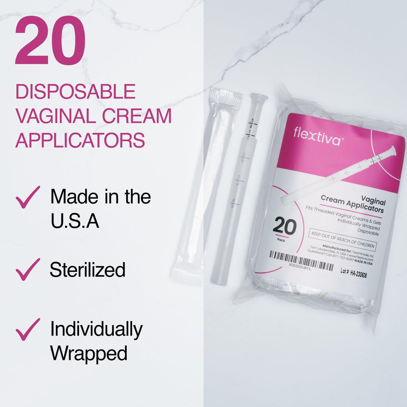 Disposable Plastic Vaginal Cream Applicators - Threaded End to Fit OTC Gel or Cream Products - Accurate Dosage Markings Measurements - 20 Pack - BeesActive Australia