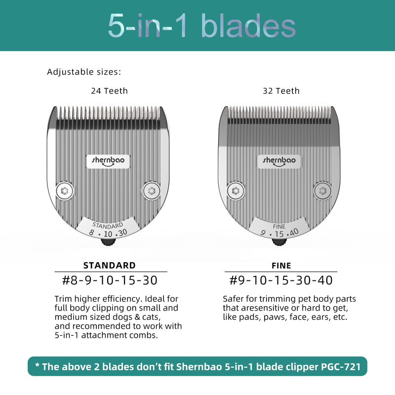 5IN1 Style Adjustable Pet Clipper Blades，Compatible with Wahl's Arco, Bravura, Chromado, Creativa, Figura, Motion, Supergroom Clippers. (NOT Compatible PGC-721 Clippers) FINE9-15-40 - BeesActive Australia