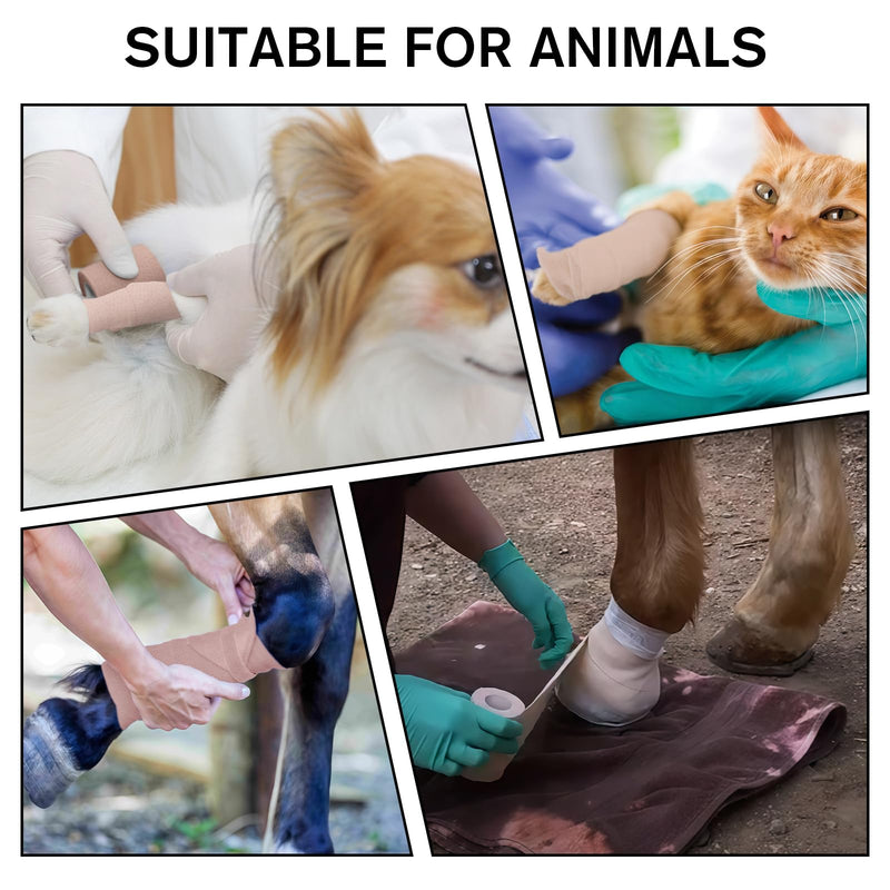 4 Rolls Elastic Tape, Breathable Self Adhesive Bandage Wrap, Flexible Stretch Bandages for Sports Wrists Sprains Knees Ankles, for Animals and Pets, 5 Yards (4 Inch in Width) 4 Inch in Width - BeesActive Australia