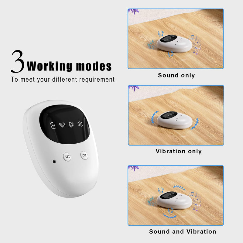 Wireless Bedwetting Alarm for Boys and Girls, USB Rechargeable, 3 Working Modes, Pee Alarm for Children (White) White