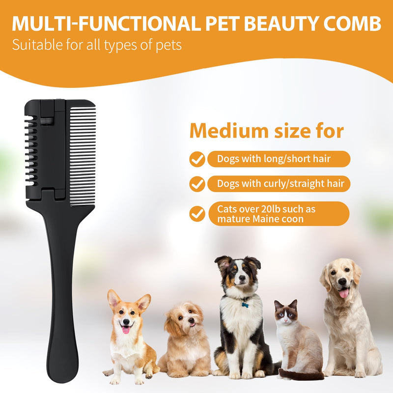 2 Pcs Razor Comb for Dogs Cats with 20 Pcs Extra Blades Pet Razor Comb 2 in 1 Trimming&Grooming, Dog Cat Brush that Cuts Hair, Hair Cutter Comb for Dog Cat, Pet Hair Trimmer Grooming Comb for Dog Cat - BeesActive Australia