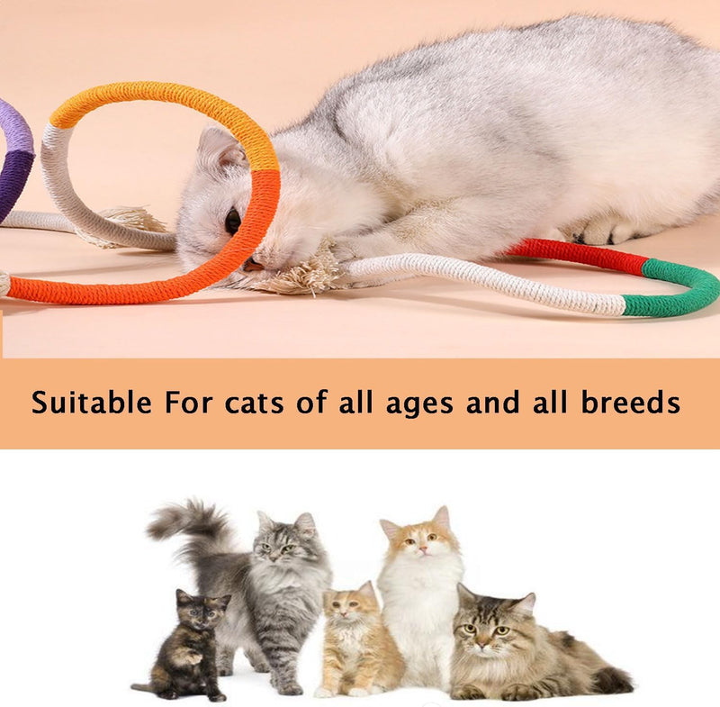 6-Pack Rope Cat Chew Toys - Interactive 27.6" Kicker Toys for Indoor Cats, Bite-Resistant, Cotton Toys for Bored Cats & Kittens of All Breeds. - BeesActive Australia