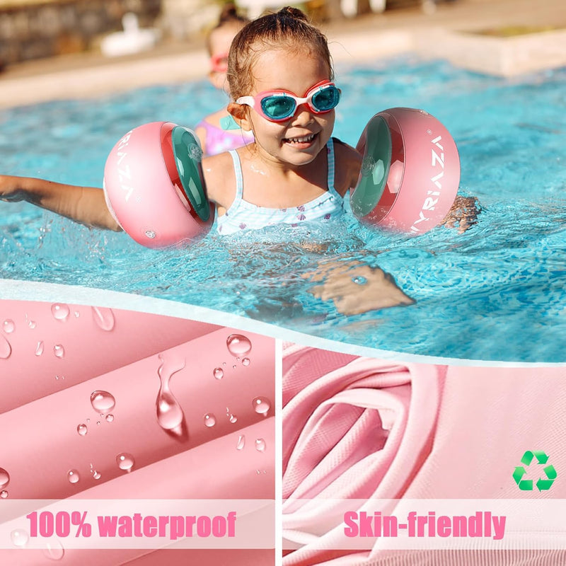 Loowarts Arm Floaties for Kids 1-3 Year,Inflatable Arm Bands Float as Water Wings & Swimmies,3-Chambers Independent Safety System for Toddler Weight (10-33 LB). Pink Floater Sleeves. X-Small (1-3 Yrs) - BeesActive Australia