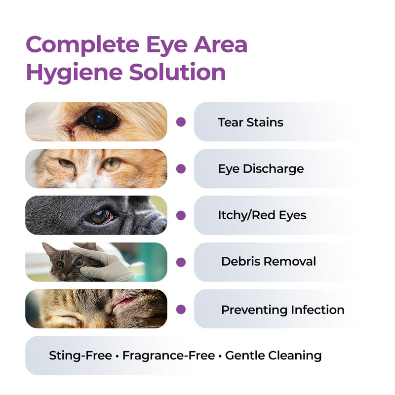 Dog & Cat Eye Cleaner Drops – Tear Stain Remover, Eye Wash for Dogs & Cats, Soothes Irritation, Cleans Discharge & Redness, Gentle Pet Eye Care Solution 100ml