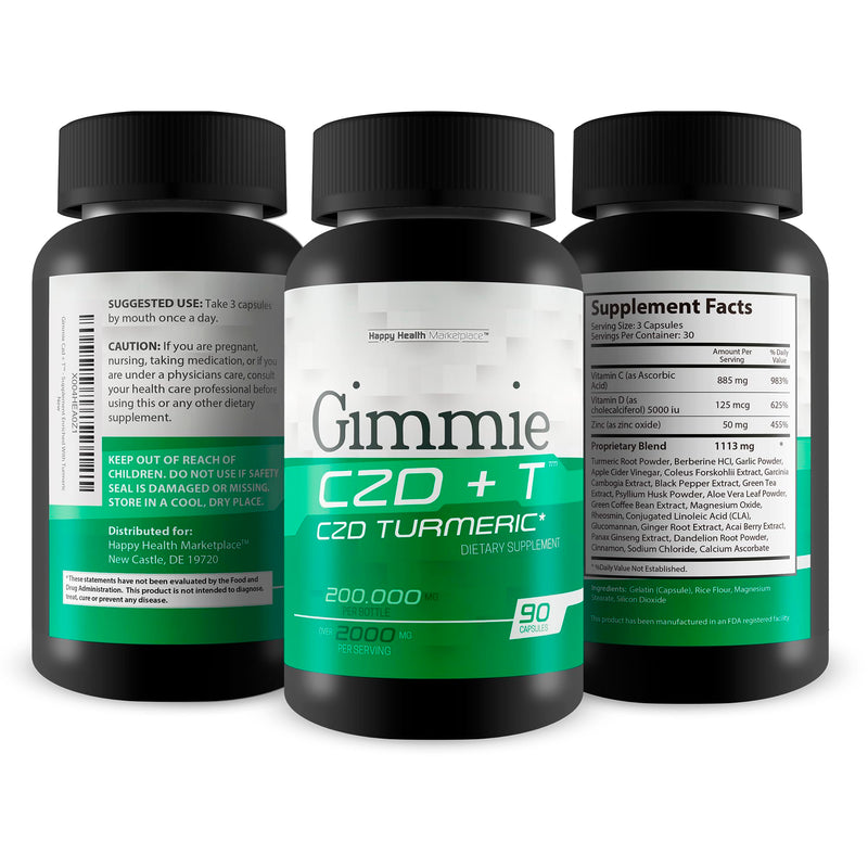 Gimmie CZD + T - Our Best CDZ Supplement Vitamin C D and Zinc Plus Magnesium Turmeric and More - High Potency Immune Support with Vitamin C & D - Our Best Immune Pills Nature Vitamin D Zinc C Best