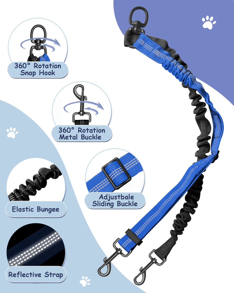 Vastar Double Dog Walker, Adjustable Heavy Duty Double Dog Leash for Pets, Premium Quality Dog Leash Coupler for 2 Dogs (Black+Blue) Black+Blue - BeesActive Australia