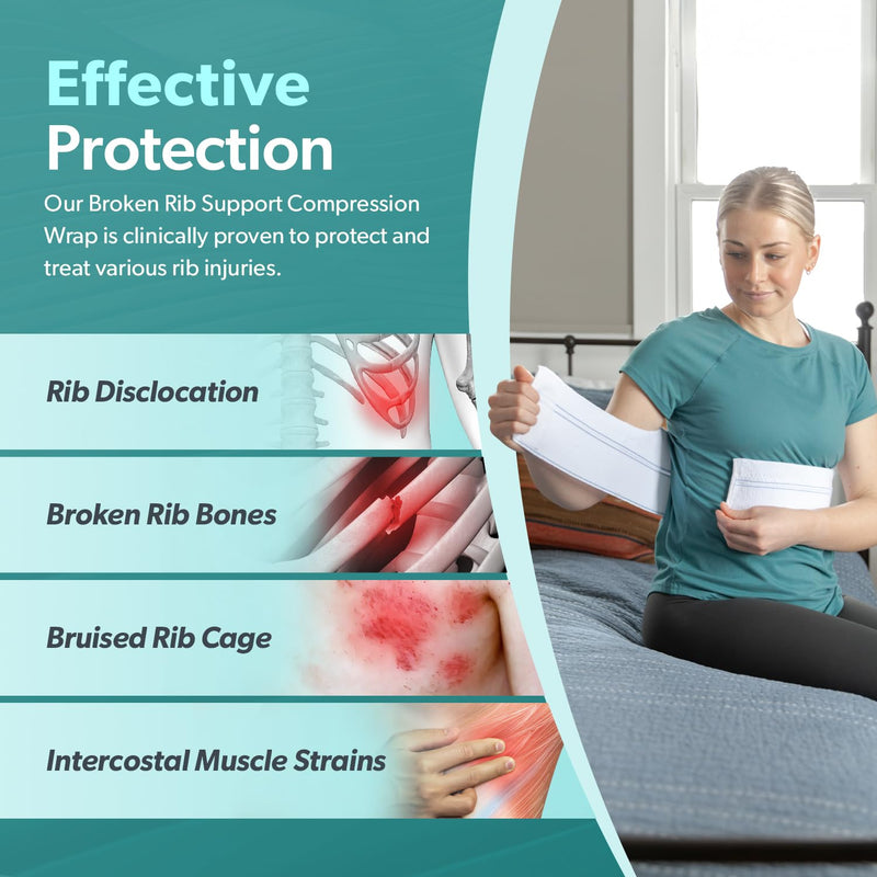 BraceAbility Broken Rib Brace for Women and Men - Rib Protector Compression Wrap, Chest Support Belt for Bruised, Fractured, Dislocated Ribs, Costochondritis Relief, Sternum Brace (Female - White) Universal Female
