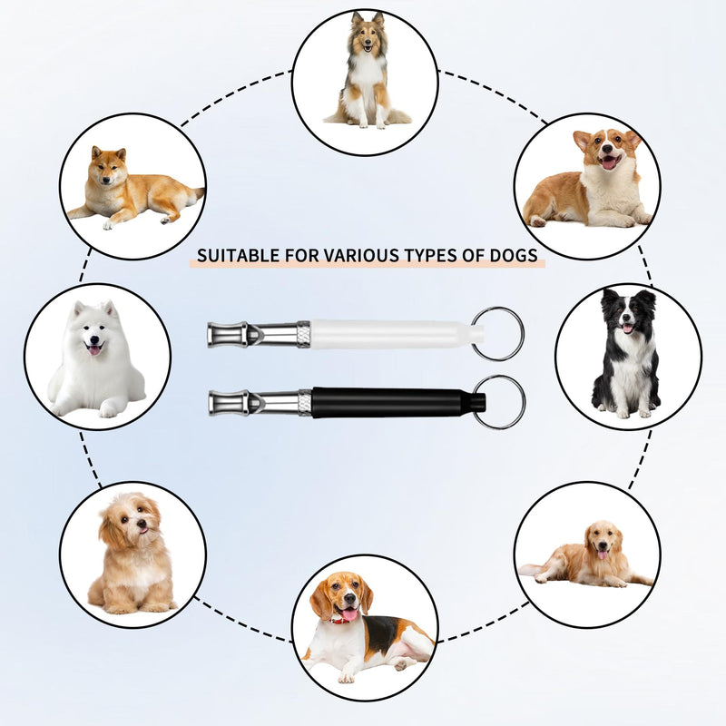 2-piece dog whistle Rütter recall, silent dog whistle high frequency silent, training aids for dogs whistles, dog training dog whistles, aid whistle dog recall, ultrasonic dog whistle (3A) black + white - BeesActive Australia
