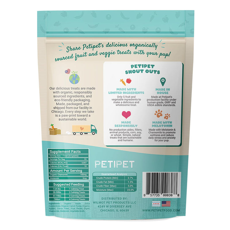 Petipet Calming Chews for Dogs - Plant-Based Calming Supplement w/Melatonin+Chamomile - Calming Aid Soft & Chewy Treats for Relaxing, Stress, Separation, Anxiety Relief, Puppies, Small & Large Breeds Chamomile