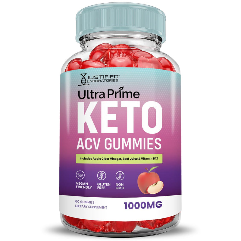 Ultra Prime Keto ACV Gummies Advanced Formula 1000MG UltraPrime Keto Gummies Apple Cider Vinegar Formulated with Pomegranate Beet Juice Powder B12 Vegan Non GMO 60 Gummys 60 Count (Pack of 1)