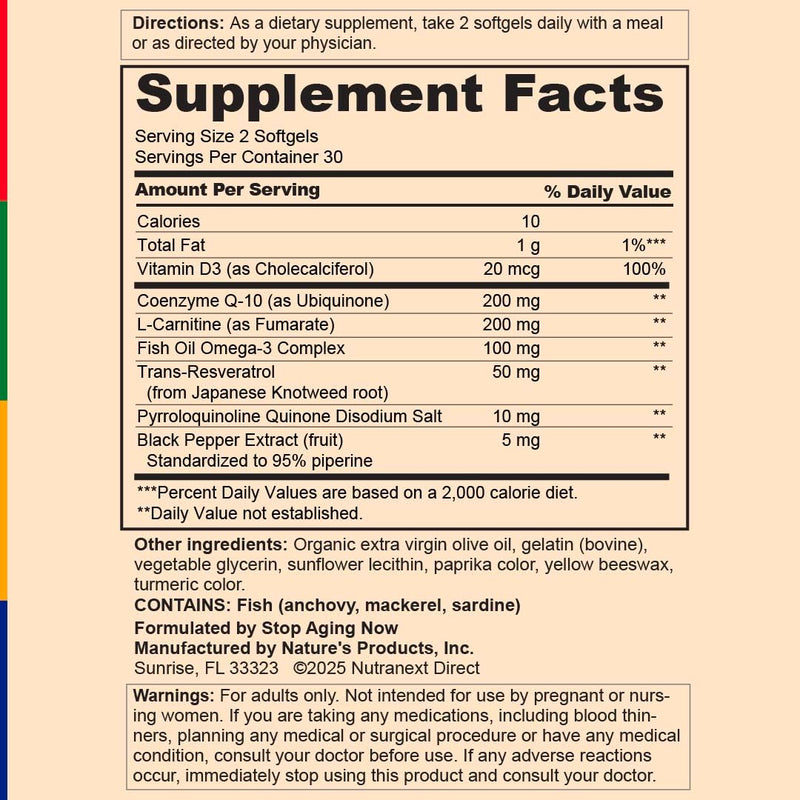 Stop Aging Now - Ultra CoQ10 Complex - 200mg - Antioxidant & Cardiovascular Support - Turmeric Root Extract - 60 Softgels