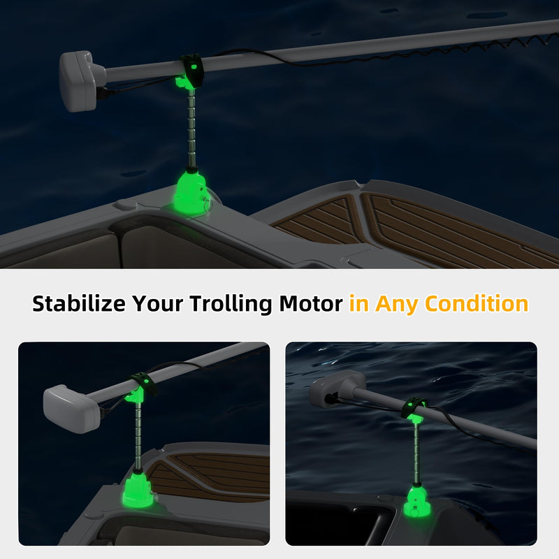 Trolling Motor Stabilizer Glow In the Dark Support Mount, with Extra Adjustable Aluminum Rod, Hold Trolling Motors Shaft & Reduce Bounce, Supports MKA-60 Minn Kota Terrova Riptide Terrova Ulterra - BeesActive Australia