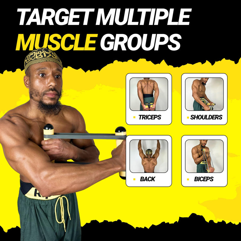 Premium RipStick Pillz, Workout Equipment for Joint Rehab, Shoulder Strength, Resistance Training, and Muscle Building, with 6 Adjustable Resistance Bands Yellow/Black