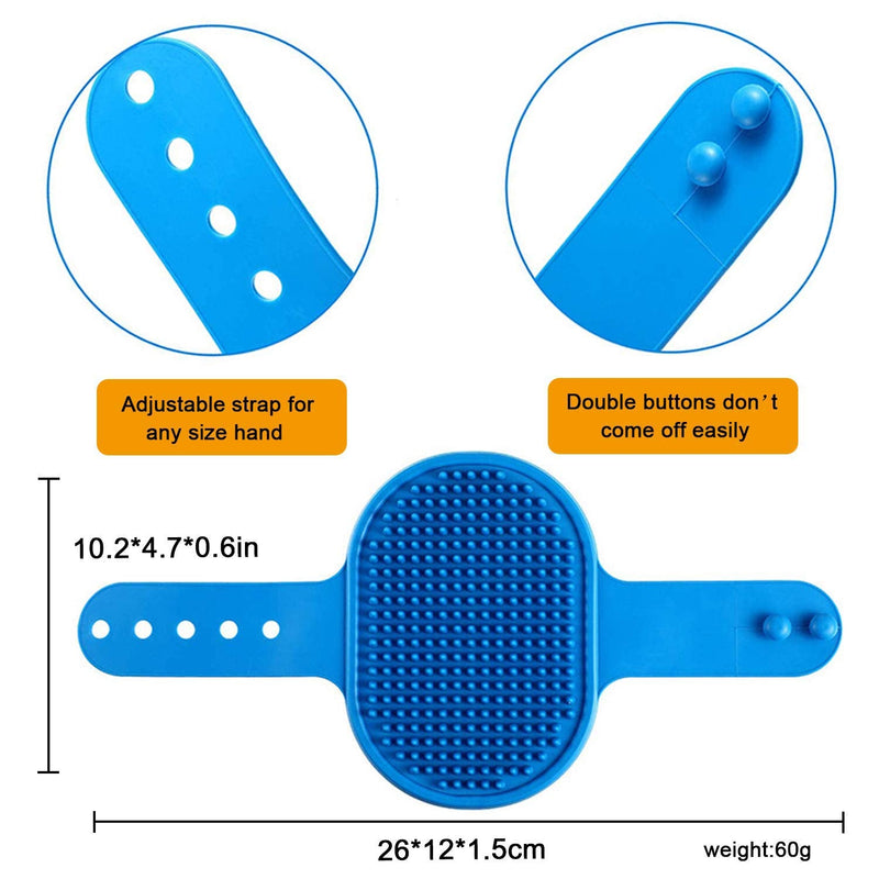 2 Pcs Dog Grooming Brush, Pet Shampoo Brush Dog Bath Grooming Shedding Brush Soothing Massage Rubber Comb with Adjustable Strap for Short Long Haired Dogs and Cats Blue & Yellow - BeesActive Australia