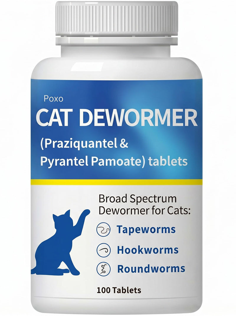 (praziquantel/pyrantel pamoate) Broad Spectrum Dewormer Tablets for Cats and Kittens, for Multi-Cat Homes, Rescuers & Shelters, 100 Tablets
