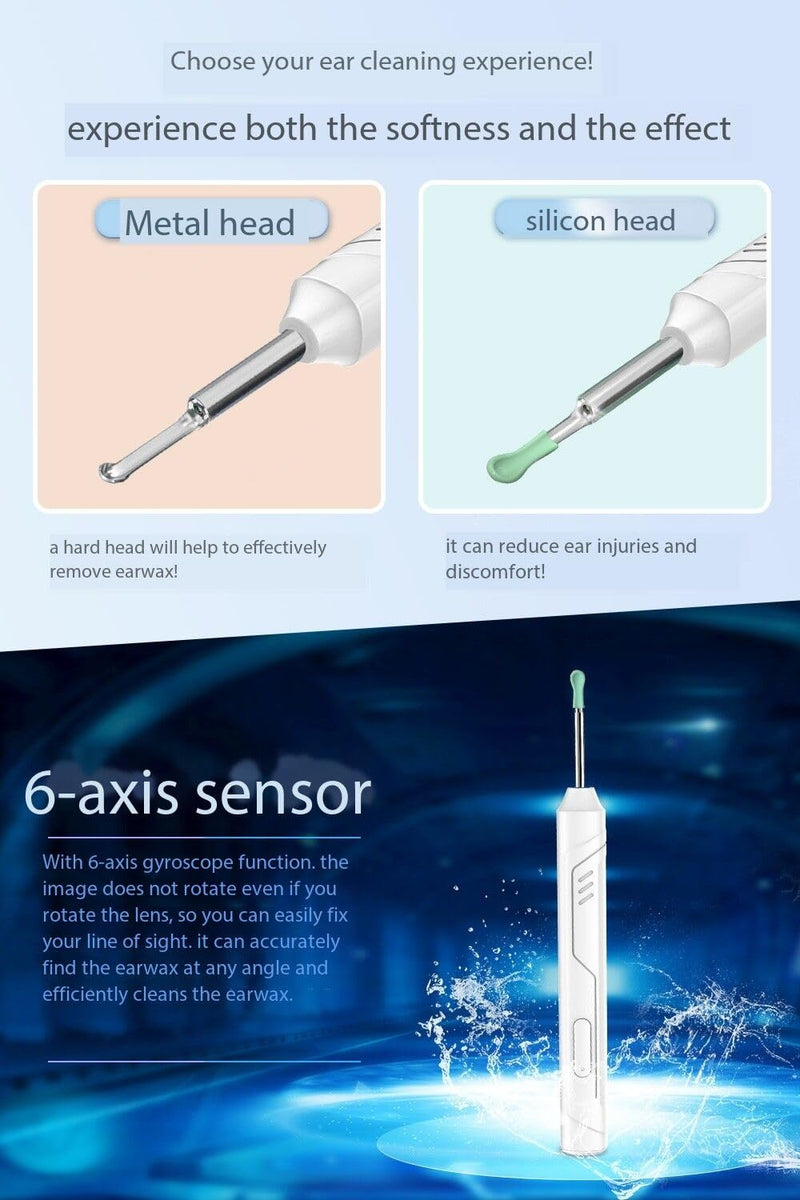 Ear Wax Removal, 1080P FHD Wireless Otoscope Earwax Removal Tool, WiFi Ear Endoscope with LED Lights, 3mm Mini Visual Ear Inspection Camera Silicone Ear Pick for Adults Kids Pets (White) - BeesActive Australia