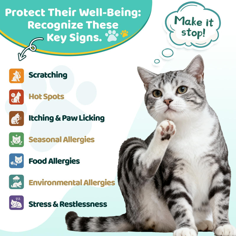 Natural Yeast Relief for Dogs, Allergy Relief for Cats, Cat Itchy Skin Allergy Relief