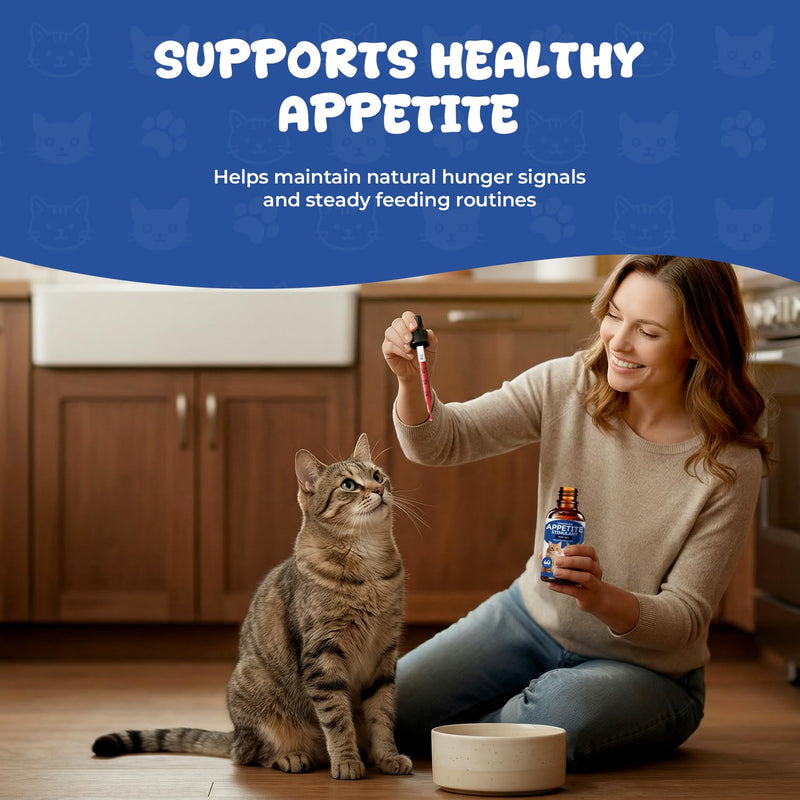 Appetite Stimulant Drops for Cats – Vitamin B12 Liquid with Methylcobalamin, Supports Appetite, Energy & Metabolism, Helps Picky or Low-Energy Cats Eat & Thrive, 2 fl oz