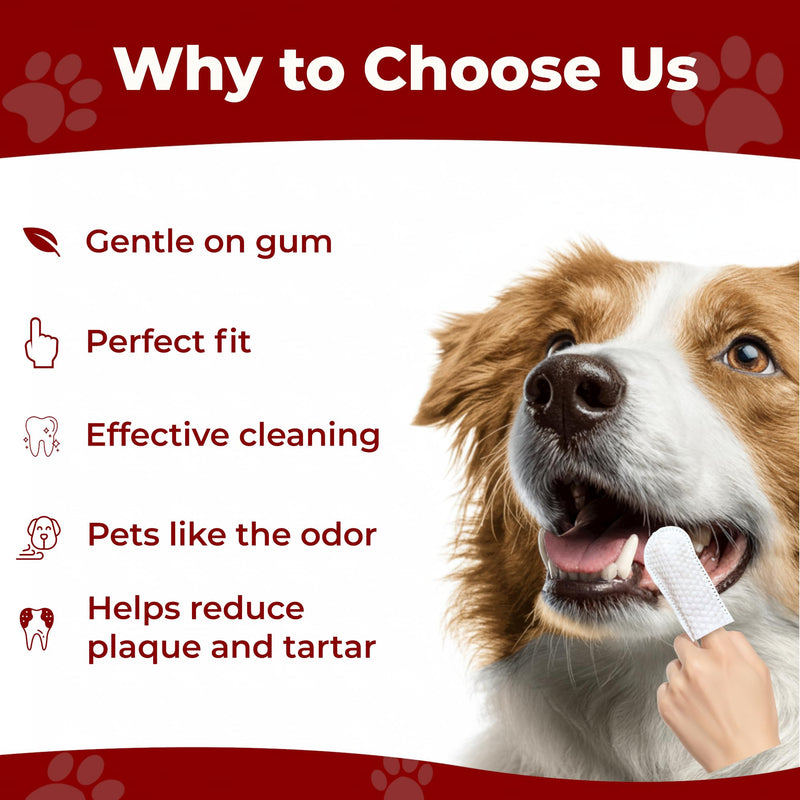 No- Rinse Dog Teeth Cleaning Wipes For Dogs & Cats, Dog Toothbrush Wipes & Dog Tooth Brushing kit Remove Bad Breath & Plaque & Tartar Buildup, Disposible Pet Dental Finger Wipes for Dogs - 50 Count