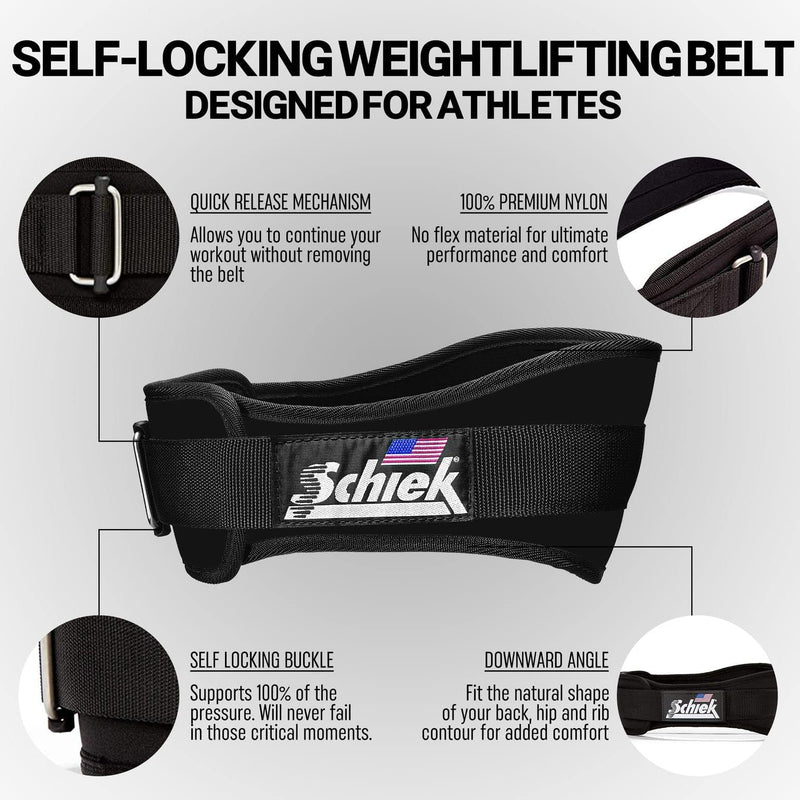 Schiek Sports Model 2004 Nylon 4 3/4" Weight Lifting Belt - Black Small - BeesActive Australia