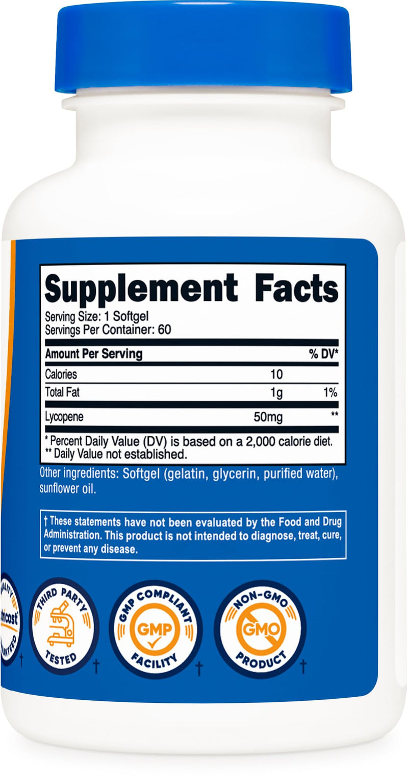 Nutricost Lycopene 50mg Softgels (60 Softgels) 60 Count (Pack of 1) - BeesActive Australia