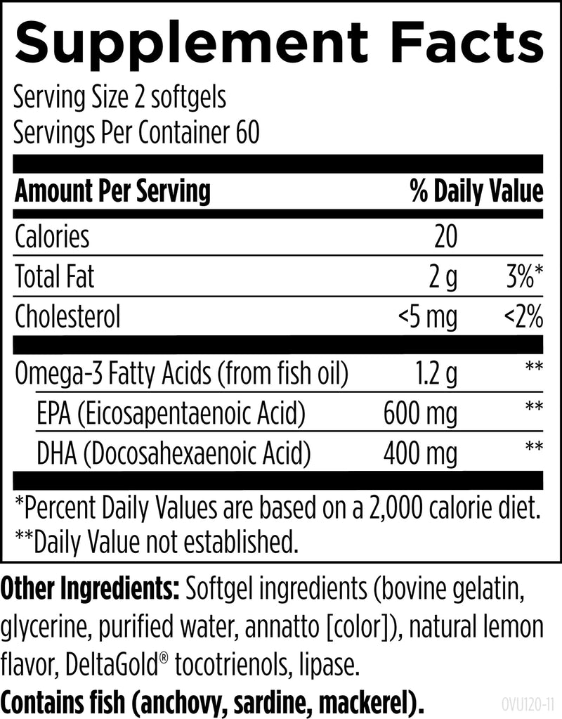 Designs for Health OmegAvail Ultra TG Fish Oil 1200mg - Triglyceride Form Omega 3 Fish Oil Supplement with DHA/EPA - No Fishy Aftertaste (120 Softgels) 120 Count (Pack of 1)