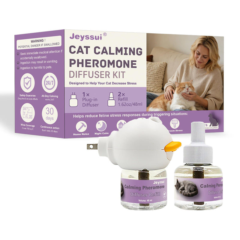 Cat Calming Pheromone Diffuser Kit, Cat Pheromones Calming Diffuser with 2 Refills, Advanced Support to Help Reduce Fighting, Urine Spraying, Alone Anxiety & Groom Stress, 30 Days Per Vial 3