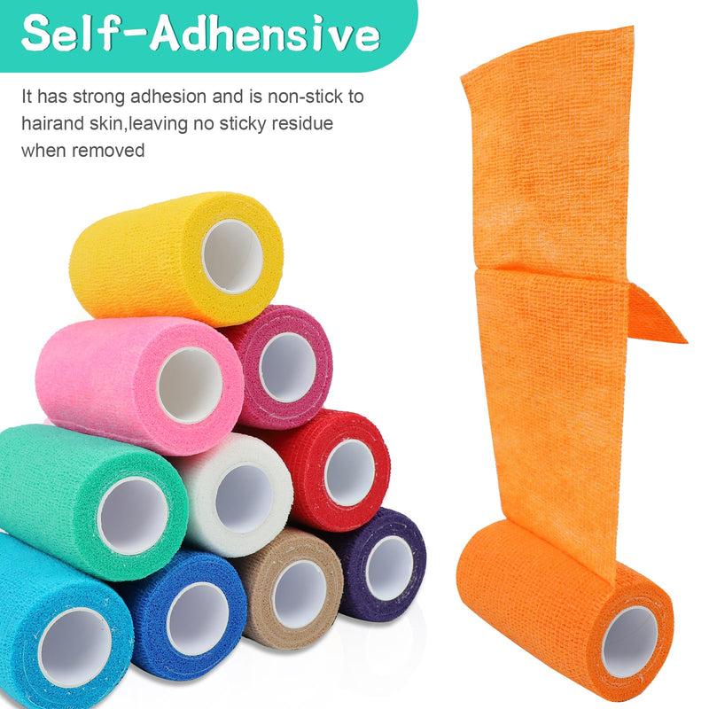 JOLIGAEA 12 Rolls Self-Adhesive Bandage 10cm x 4.5m Adhesive Bandage Self-Adhesive Bandage for Dog Wrist Ankle Elastic Bandage Self-Adhesive Bandage Cohesive Bandage for First Aid - BeesActive Australia