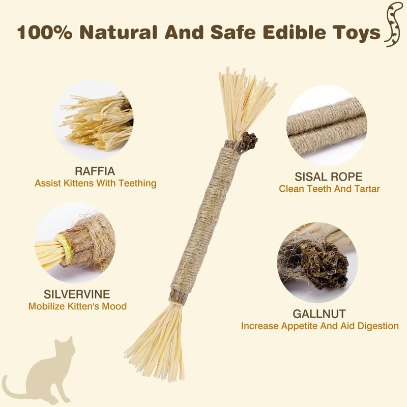 4 Pack Silvervine Sticks for Cats - Cat Chew Toy for Teeth Cleaning, Edible Matatabi Kitty Chew Sticks, Catnip Cat Toys for Indoor Cats (4 Sticks) 4 Sticks Grey - BeesActive Australia
