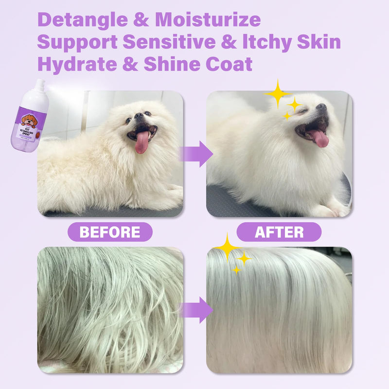 Dog Detangler Spray Dematting, Natural Dog Leave in Conditioner Spray for Grooming and Dog Mat Removal,Perfect for Doodles & All Coat Types,Lavender Scent - PawsPlanet Australia
