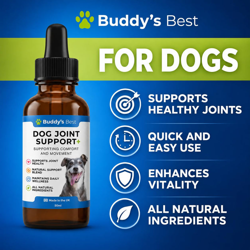 BUDDY'S BEST Complete Joint Care Bundle for Dogs | Supports Healthy Joints & Mobility | Natural Ingredients for Flexibility & Comfort | Easy-to-Use Liquid Formula | 50ml Each | Made in the UK