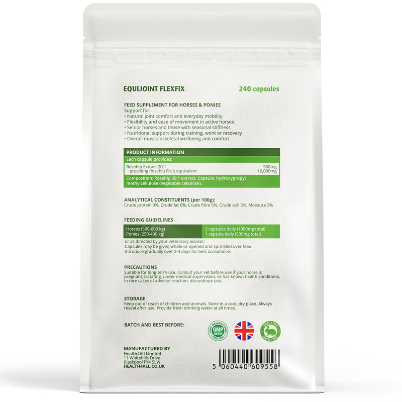 EquiJoint FlexFix for Horses | 240 Easy-Open Capsules - 4 Months Supply | Joint and Mobility Support Supplement for Horses | Combine with Boswellia or Glucosamine | Made in the UK