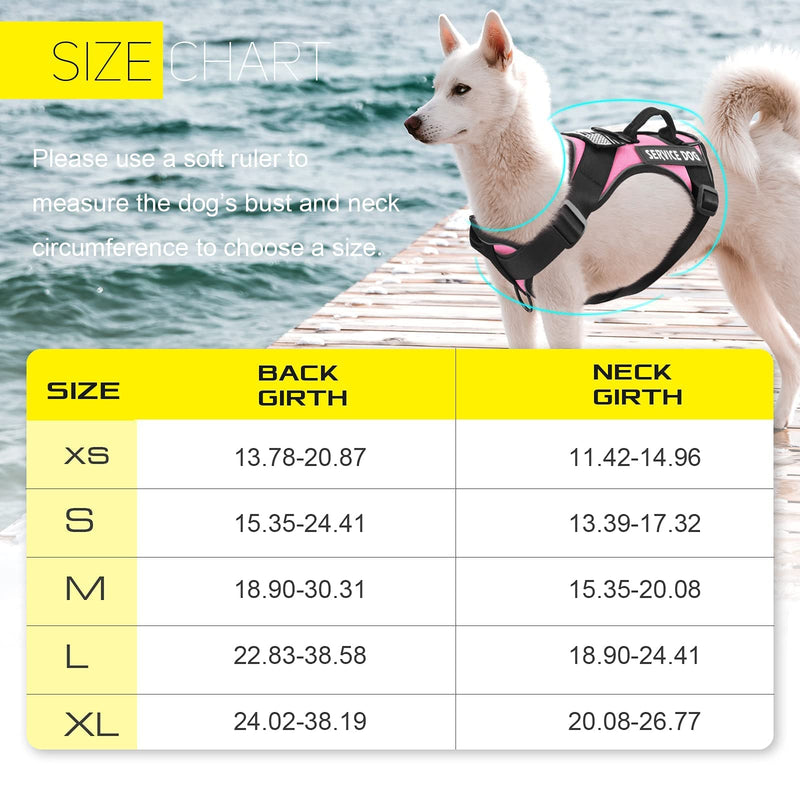 Demigreat Service Dog Harness, Reflective Dog Vest Harness with 5 PCS Patches, Adjustable Soft Oxford Pet Harness, Inner Layer Mesh, Easy to Control for Dogs Small (Pack of 1) Pink - BeesActive Australia