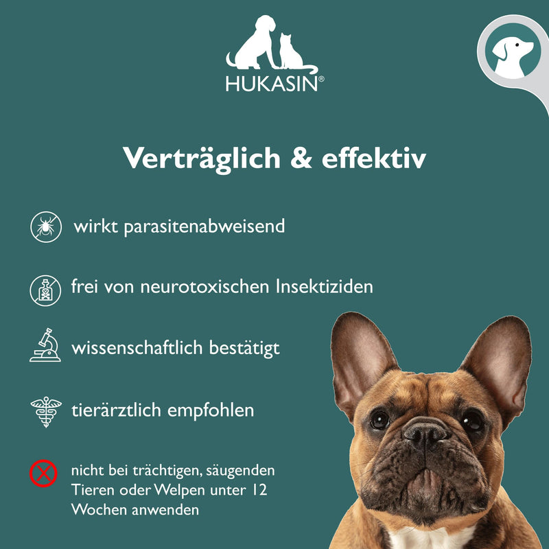 Hukasin® Spot On Dog - tick and flea protection - long-lasting tick protection for dogs and flea treatment for dogs up to 12 weeks, for the health of your dog - BeesActive Australia