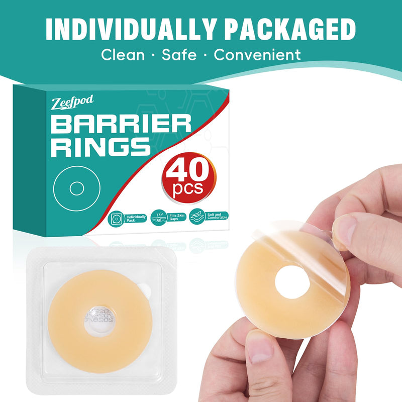 40Pcs Ostomy Barrier Ring - Outer Diameter 2" (50mm) 2mm Thickness,Moldable Ostomy Rings,Hydrocolloid Skin Extender Rings for Colostomy Bags 40 PCS - BeesActive Australia