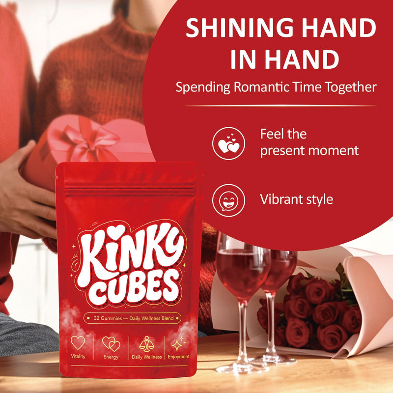 Kinky Cubes Gummies Mango Flavor, 32 Count | Maca, mango, beet root, ashwagandha and L-citrulline,Botanical-Inspired Blend for Shared Moments