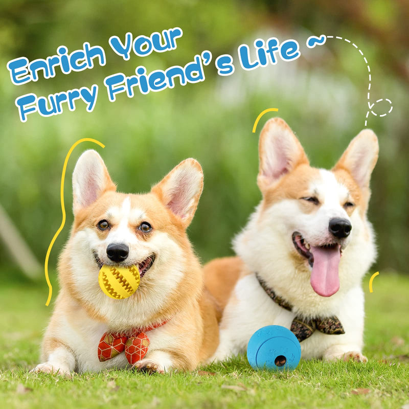 HIPPIH Dog Puzzle Toys 2 Pack, Interactive Dog Toys for Large Dogs & Small Dogs, Puppy Toys for Treat Dispensing, Durable Dog Balls for Teeth Cleaning/IQ Training, Dog Enrichment Toys for Chewing Yellow＋Blue - BeesActive Australia