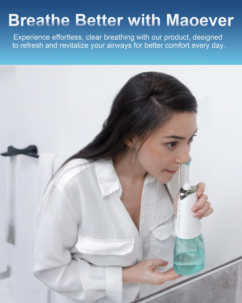 Nasal Irrigation System, Cordless Nasal Rinse Machine for Sinus Relief & Nasal Care, Electric Neti Pot with 6 Tips and 40 Salt Packs Nasal Irrigation Sinus Rinse System Kit for Adult & Kid 300 - BeesActive Australia