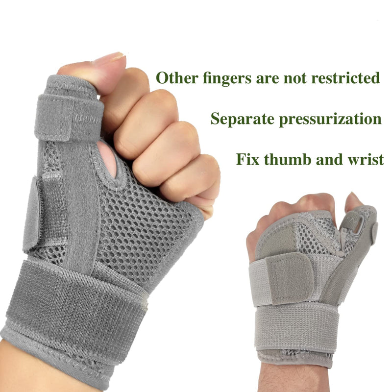 Upgraded Thumb & Wrist Brace for Left or Right Hand - Spica Splint Brace for Carpal Tunnel, Tendonitis, & Arthritis in Hands or Fingers，Universal Size Thumb Support for Arthritis, Tenosynovitis Medium Left and right universal-Grey-Medium