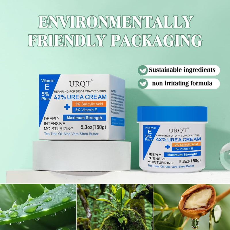 42% Urea Cream for Dry & Cracked Skin - Foot & Hand Cream with 2% Salicylic Acid, 5% Vitamin E, Tea Tree Oil, Aloe Vera, Shea Butter - Moisturizer & Skin Repair Cream for Feet Maximum Strength - BeesActive Australia