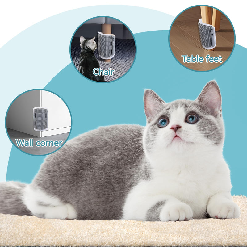 2Packs Cat Self Groomer, Cat Wall Corner Scratcher with Catnip, Soft Cat Brushes, Self Grooming Cats Brush Wall Corner Massager Combs for Long Short Fur Kitten Indoor Cats （Grey） Grey - BeesActive Australia